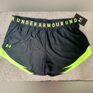 Under Armour women’s black and neon Green Shorts